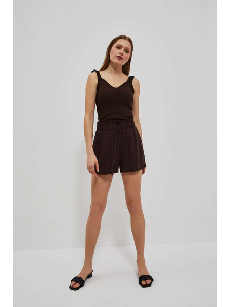 Moodo Tmavohnedý top s ozdobnými ramienkami Moodo