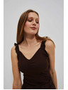 Moodo Tmavohnedý top s ozdobnými ramienkami Moodo