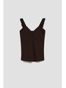 Moodo Tmavohnedý top s ozdobnými ramienkami Moodo