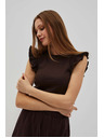 Moodo Tmavo hnedá blúzka s volánmi na ramenách Moodo