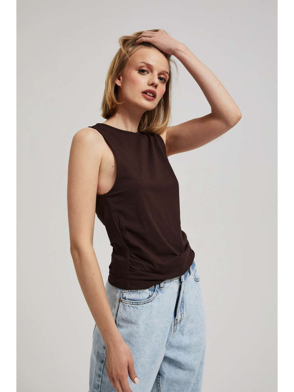 Moodo Tmavohnedý top so zriasením bokov Moodo