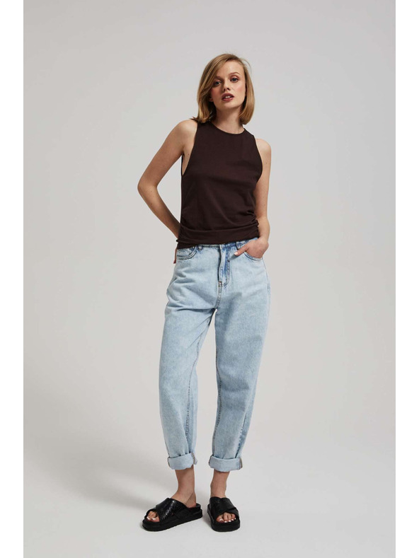 Moodo Tmavohnedý top so zriasením bokov Moodo