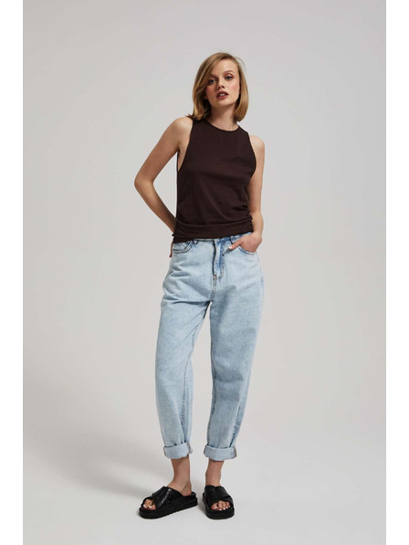 Moodo Tmavohnedý top so zriasením bokov Moodo