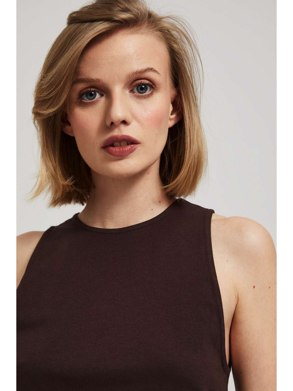 Moodo Tmavohnedý top so zriasením bokov Moodo