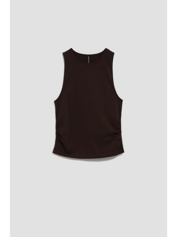 Moodo Tmavohnedý top so zriasením bokov Moodo