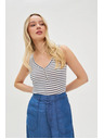 Moodo Biely pruhovaný top s gombíkmi Moodo