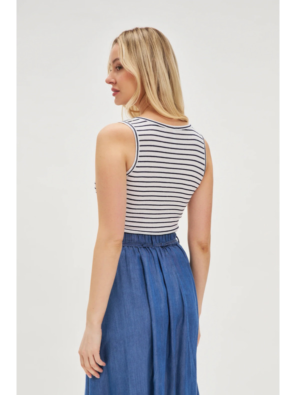 Moodo Biely pruhovaný top s gombíkmi Moodo