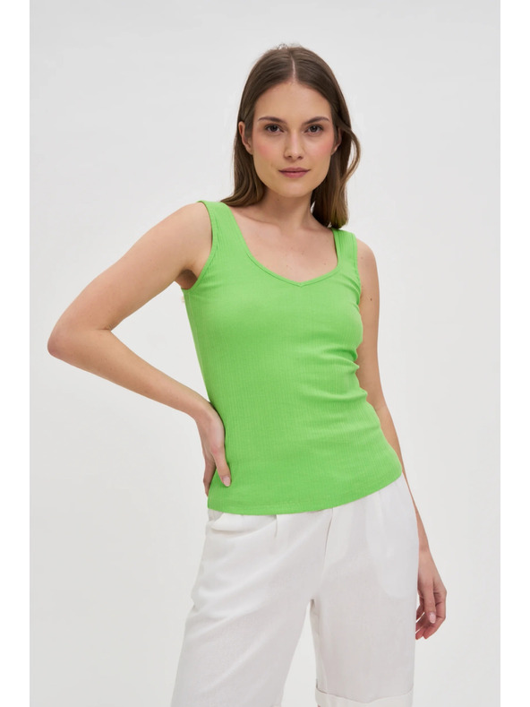 Moodo Zelený žebrovaný top Moodo