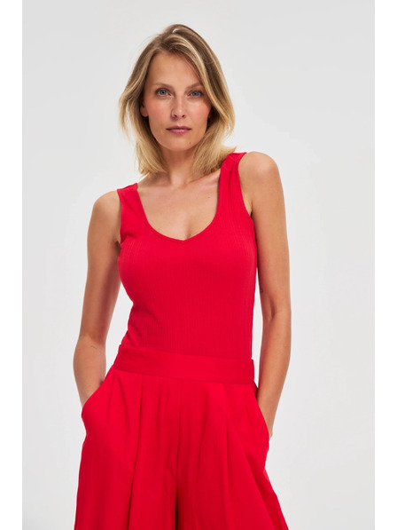 Moodo Žebrovaný top červený Moodo