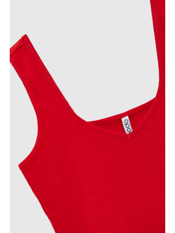 Moodo Žebrovaný top červený Moodo
