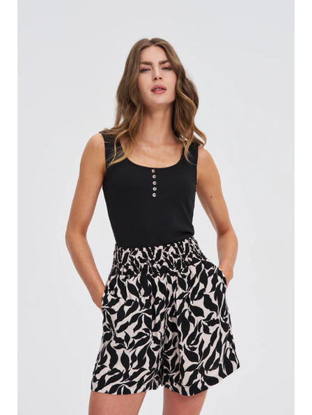 Moodo Žebrovaný top s gombíkmi čierny Moodo