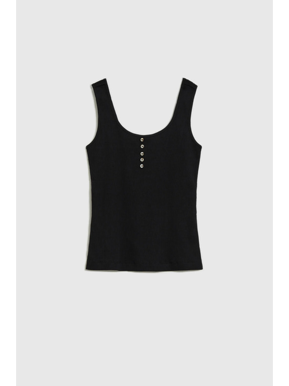 Moodo Žebrovaný top s gombíkmi čierny Moodo