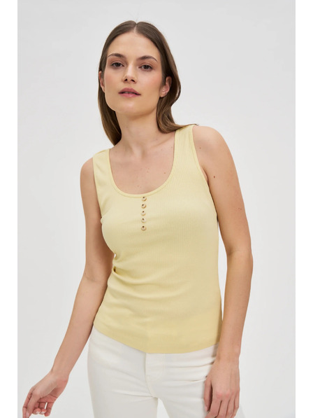 Moodo Žebrovaný top s gombíkmi žltý Moodo