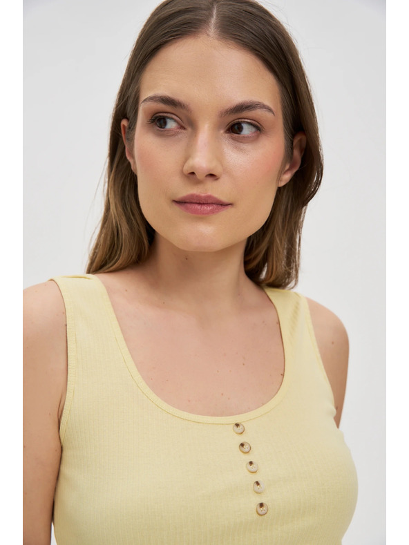 Moodo Žebrovaný top s gombíkmi žltý Moodo