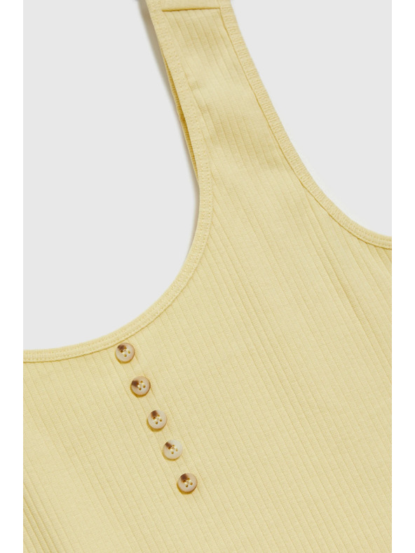 Moodo Žebrovaný top s gombíkmi žltý Moodo