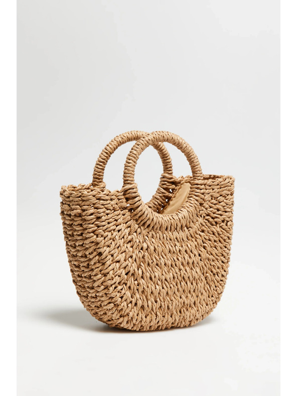 Moodo Pletená kabelka s guľatou rukoväťou béžová Moodo