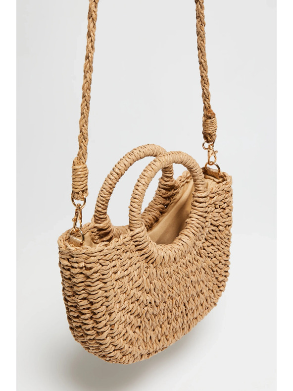 Moodo Pletená kabelka s guľatou rukoväťou béžová Moodo