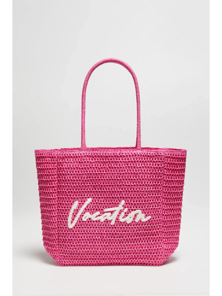 Moodo Pletená taška s nápisom ružová Moodo