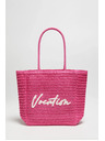 Moodo Pletená taška s nápisom ružová Moodo