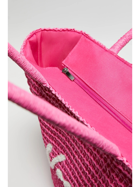 Moodo Pletená taška s nápisom ružová Moodo