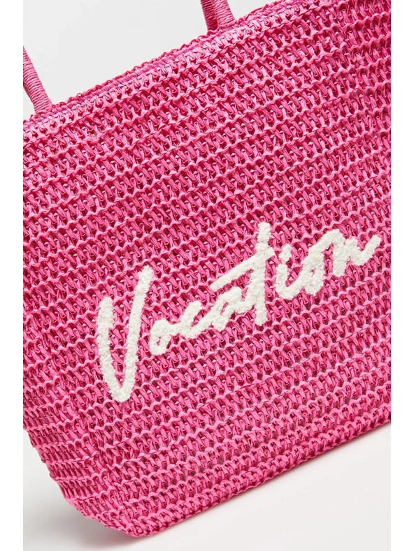 Moodo Pletená taška s nápisom ružová Moodo
