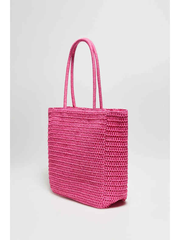 Moodo Pletená taška s nápisom ružová Moodo