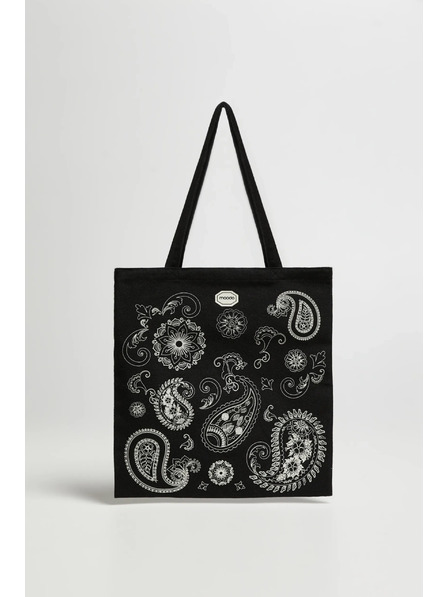Moodo Čierna nákupná taška s potlačou Moodo