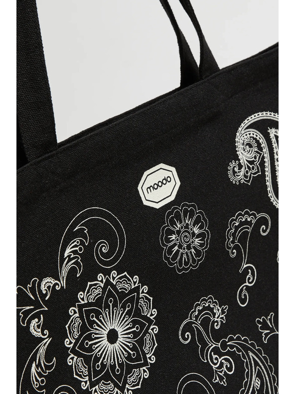 Moodo Čierna nákupná taška s potlačou Moodo