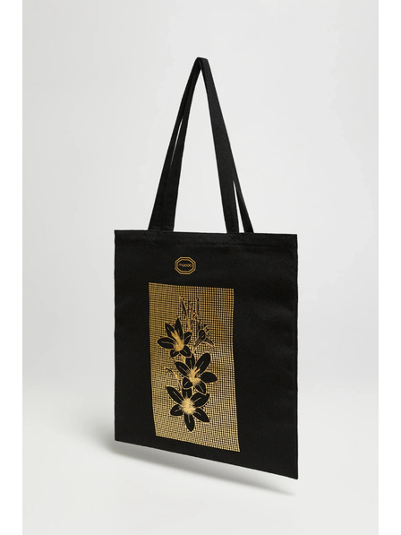 Moodo Čierna nákupná taška s potlačou Moodo