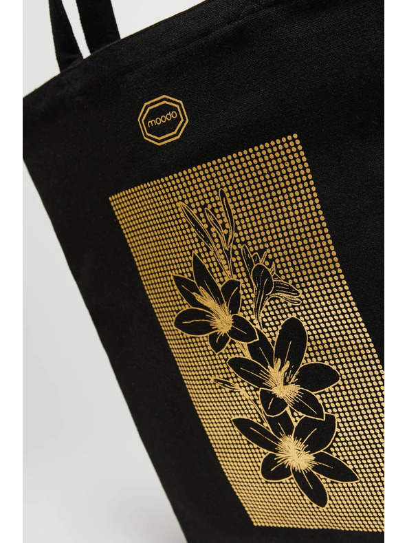Moodo Čierna nákupná taška s potlačou Moodo