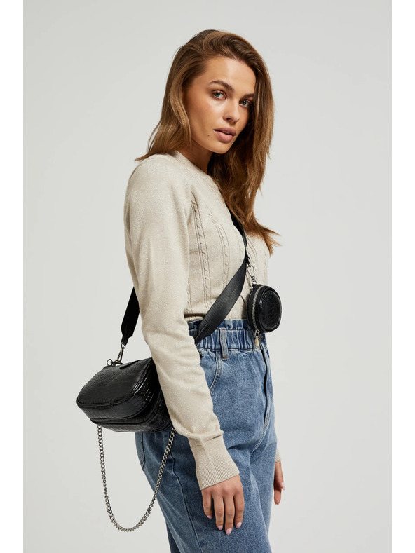 Moodo Dvojitá kabelka s efektom hadej kože čierna Moodo