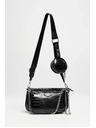 Moodo Dvojitá kabelka s efektom hadej kože čierna Moodo
