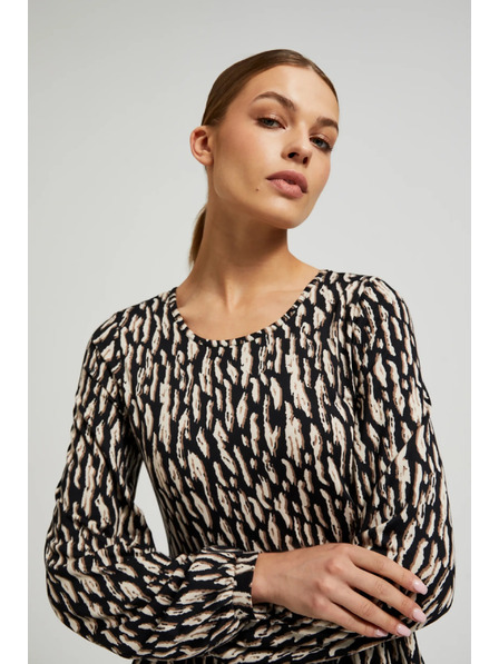 Moodo Hnedé šaty s nafúknutými rukávmi Moodo