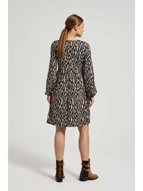 Moodo Hnedé šaty s nafúknutými rukávmi Moodo