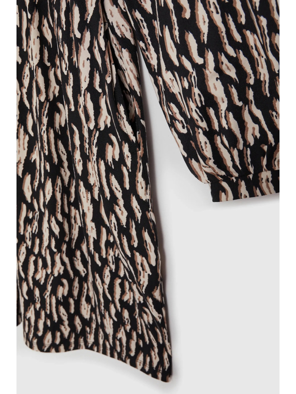 Moodo Hnedé šaty s nafúknutými rukávmi Moodo