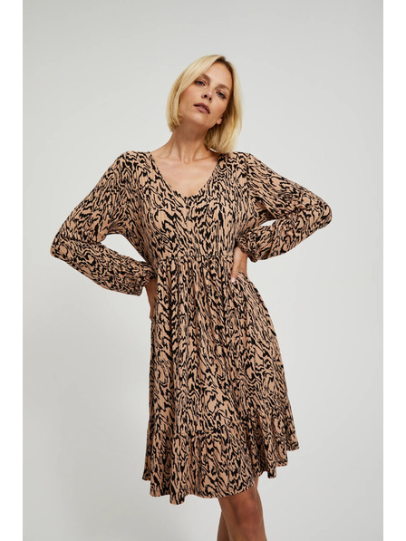 Moodo Hnedé šaty so zvieracím vzorom Moodo