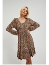 Moodo Hnedé šaty so zvieracím vzorom Moodo