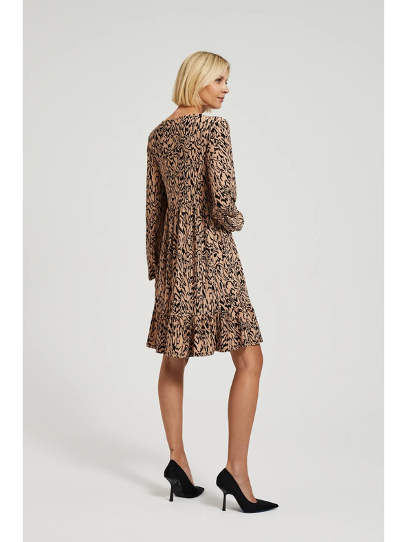 Moodo Hnedé šaty so zvieracím vzorom Moodo