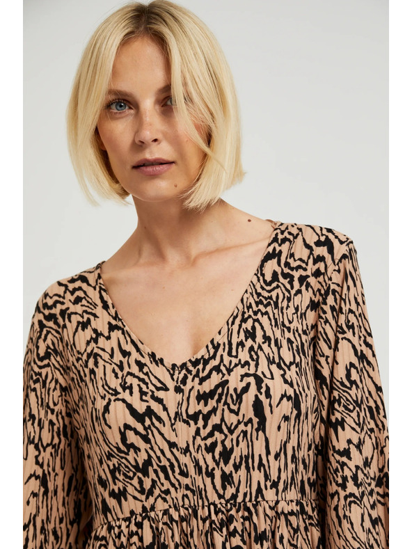 Moodo Hnedé šaty so zvieracím vzorom Moodo