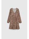 Moodo Hnedé šaty so zvieracím vzorom Moodo