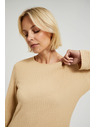 Moodo Béžové midi šaty s dlhým rukávom Moodo