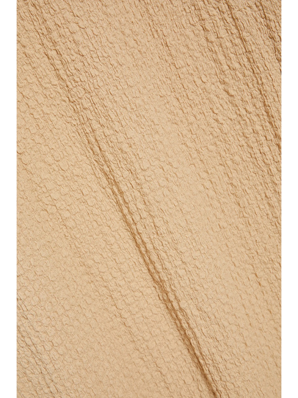 Moodo Béžové midi šaty s dlhým rukávom Moodo