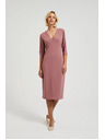 Moodo Hladké šaty s výstrihom do V púdrovo ružové Moodo