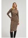 Moodo Hnedé midi šaty s riasením Moodo