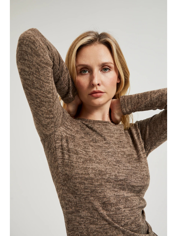 Moodo Hnedé midi šaty s riasením Moodo