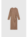 Moodo Hnedé midi šaty s riasením Moodo
