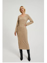 Moodo Rebrované šaty midi béžové Moodo