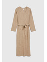 Moodo Rebrované šaty midi béžové Moodo