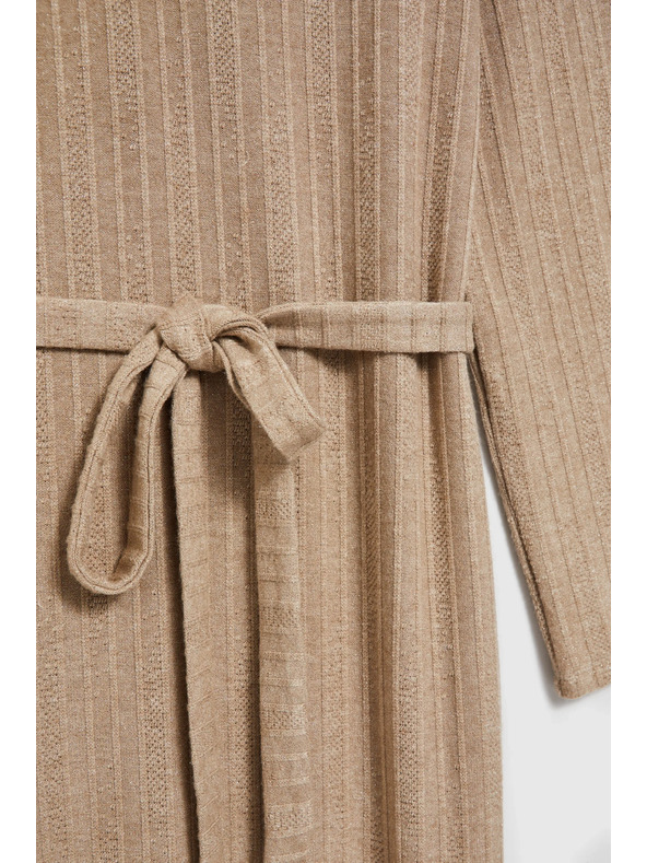 Moodo Rebrované šaty midi béžové Moodo