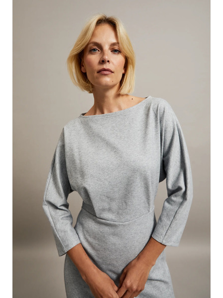 Moodo Hladké šaty po kolená sivé Moodo